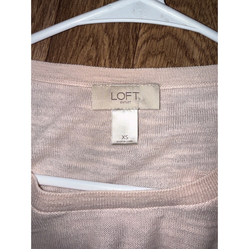 LOFT Outlet Womens XS Pale Pink Mixed Media Lace Trim Long Sleeve Top 418802 - Picture 4 of 7